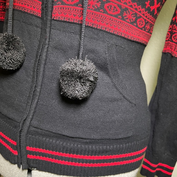 Sourpuss Black and Red Gingerdread Holiday Sweater Hoodie - Picture 6 of 8